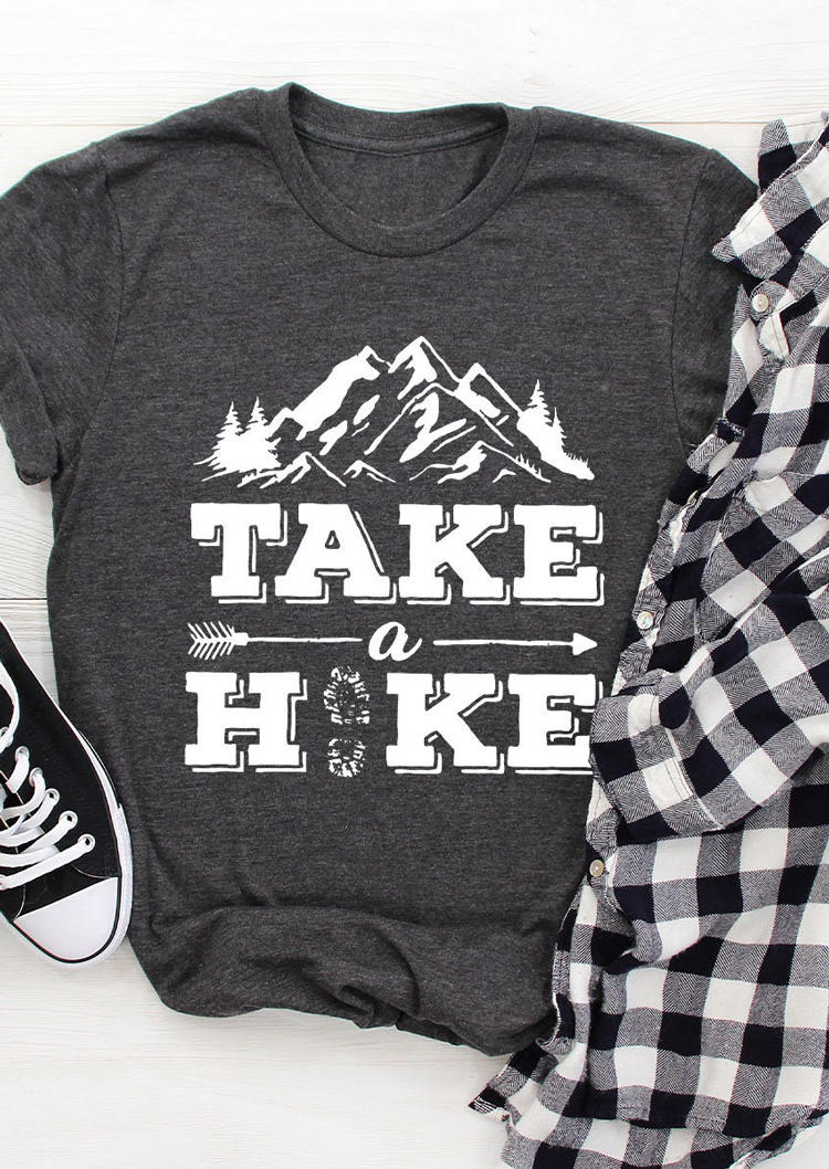 

Take A Hike Mountain T-Shirt Tee - Dark Grey, 530008