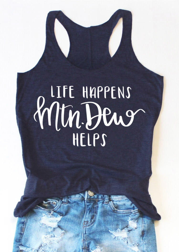 

Life Happens Mtn Dew Helps Racerback Tank - Navy Blue, 530018