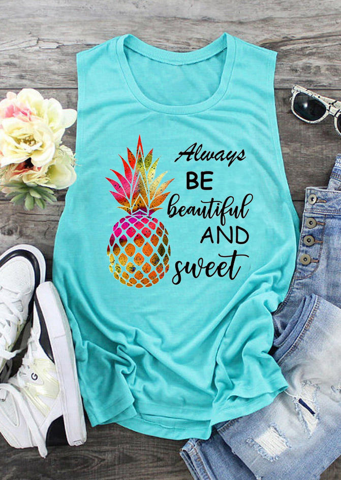 

Always Be Beautiful And Sweet Pineapple Tank - Cyan, 529984