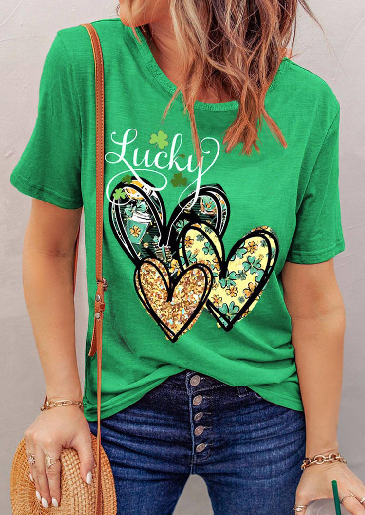 

St. Patrick' Day Lucky Shamrock T-Shirt Tee - Green, 530196