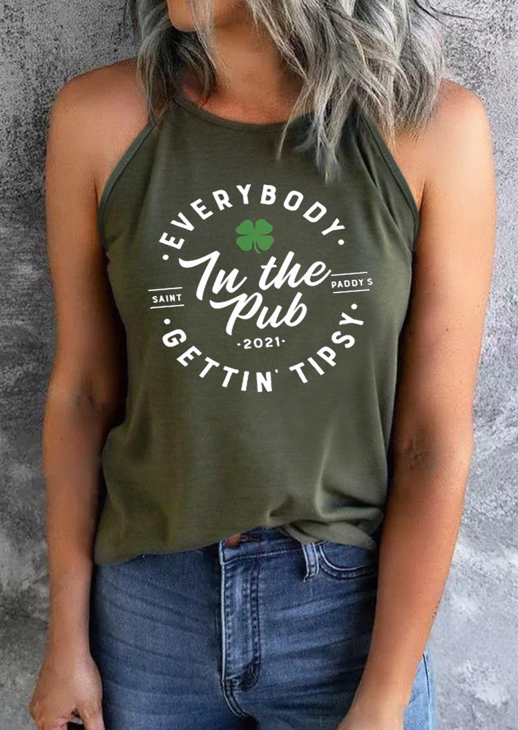 

Everybody In The Pub Gettin Tipsy Lucky Shamrock Tank - Army Green, 530200
