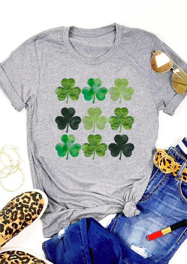 

St. Patrick' Day Shamrock T-Shirt Tee - Light Grey, 530204
