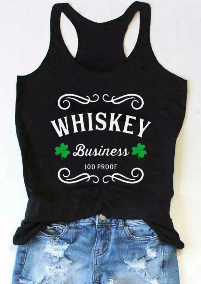 

St. Patrick's Day Whiskey Business 100 Proof Shamrock Racerback Tank - Black, 530212