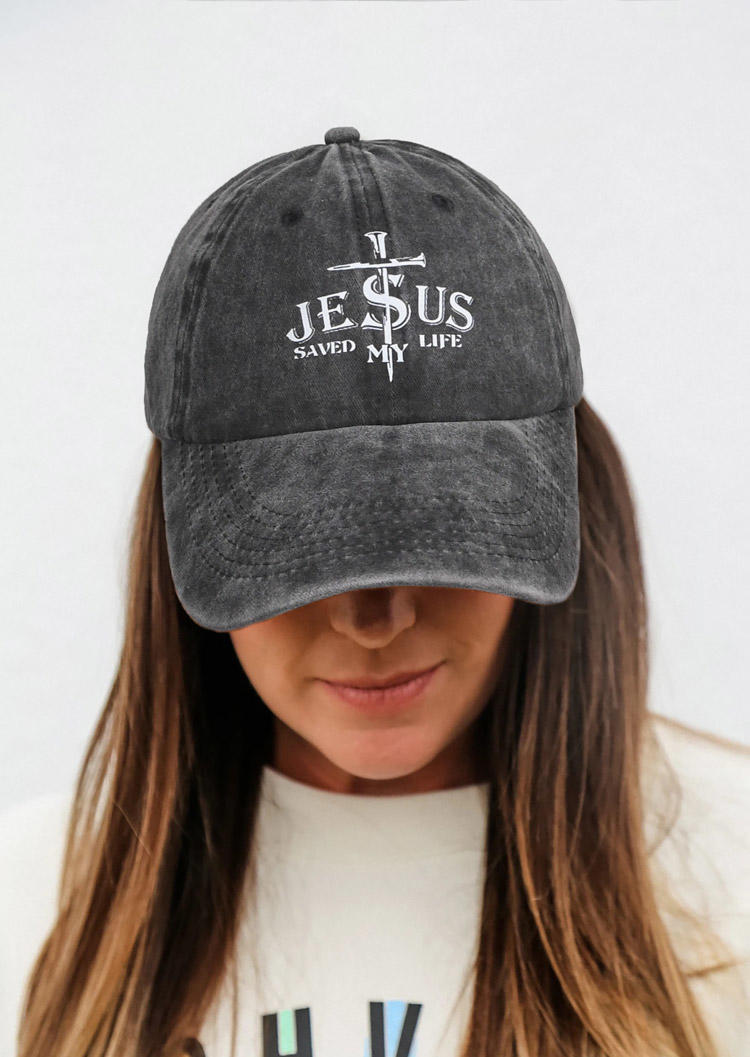 

Jesus Saved My Life Cross Baseball Cap - Dark Grey, 528965