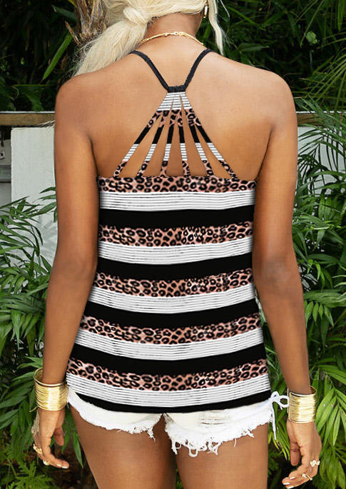 

Criss-Cross Leopard Striped Camisole, Multicolor, 528863