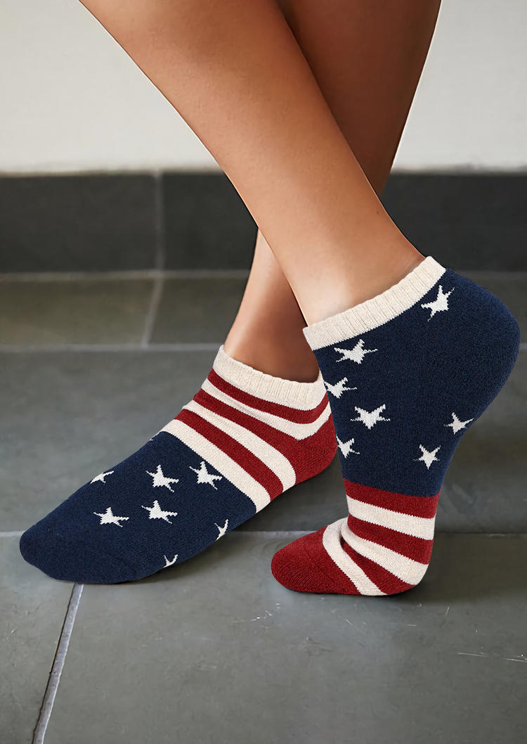 

American Flag Star Striped Crew Socks, Blue, 529915