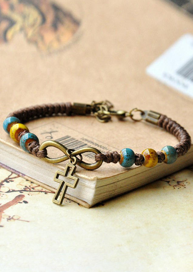 

Cross Beading Braided Bracelet, Multicolor, 528266