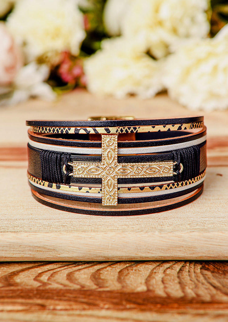 

Cross Braided Magnetic Bracelet, Black, 528605