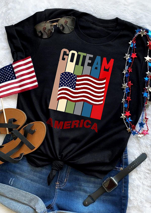 

Goteam America O-Neck T-Shirt Tee - Black, 530500
