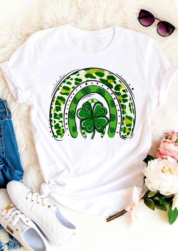 Kaufen St. Patrick's Day Lucky Shamrock T-Shirt Tee - White. Bild