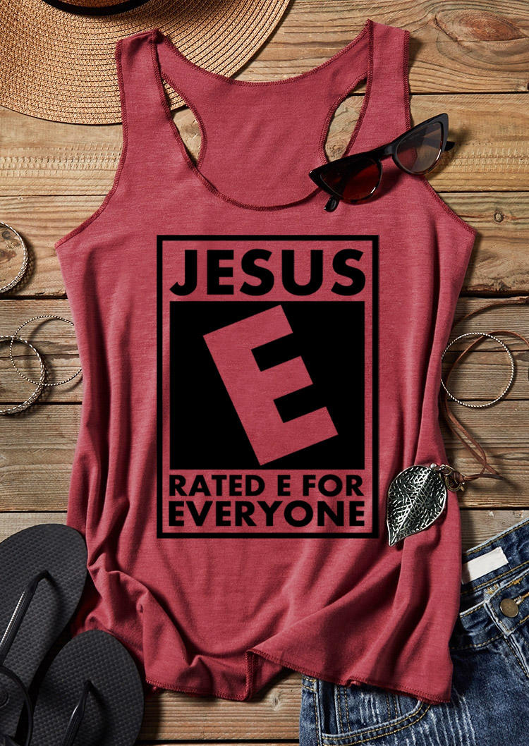 

Jesus Rated E For Everyone Racerback Tank - Brick Red, 530627