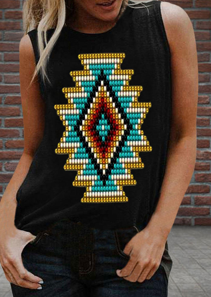 

Aztec Geometric Western Tank - Black, 530651