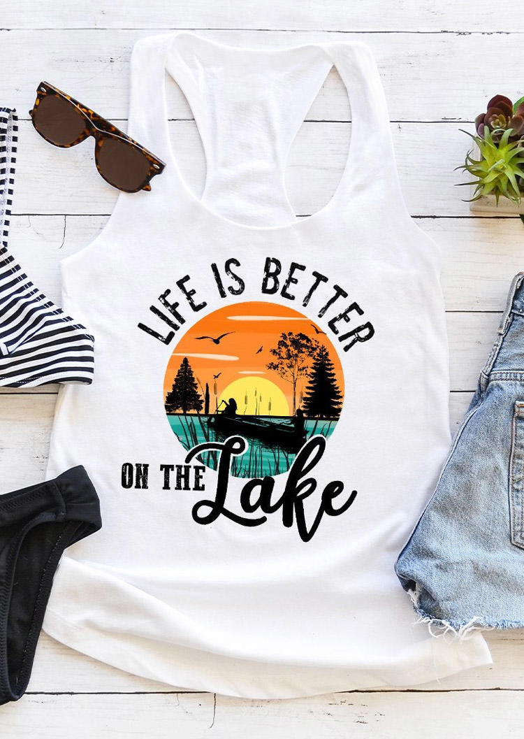 

Life Is Better On The Lake Racerback Tank - White, 530653