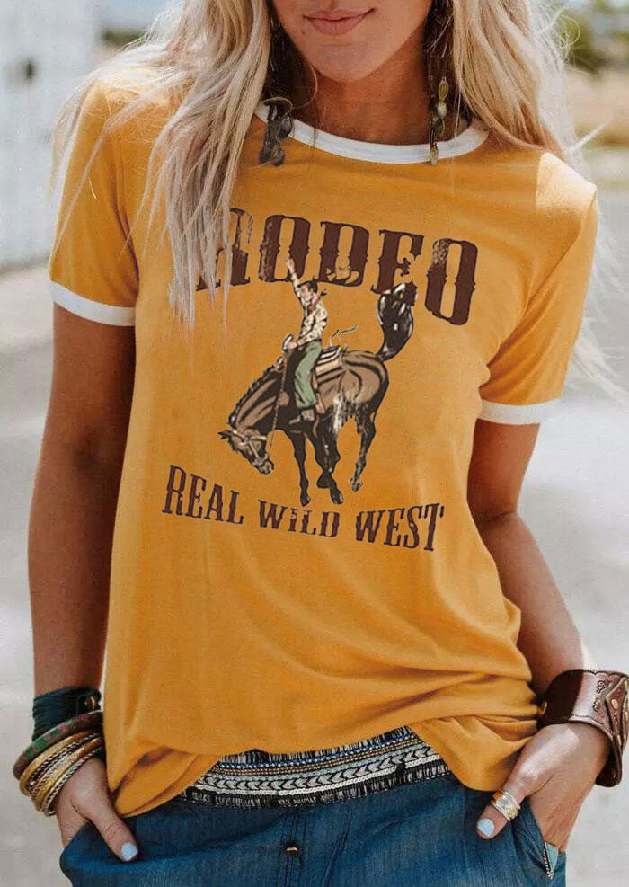 

Rodeo Real Wild West O-Neck T-Shirt Tee - Yellow, 530698