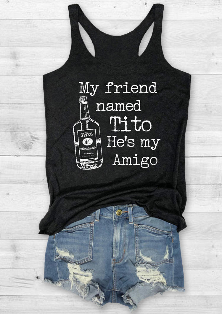 

My Friend Named Tito He's My Amigo Racerback Tank - Black, 530723