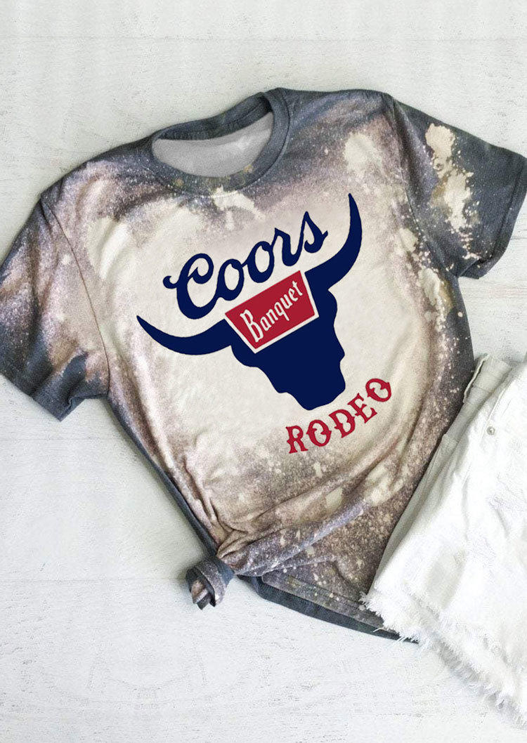 

Coors Banquet Rodeo Bleached T-Shirt Tee - Light Grey, SCM000461