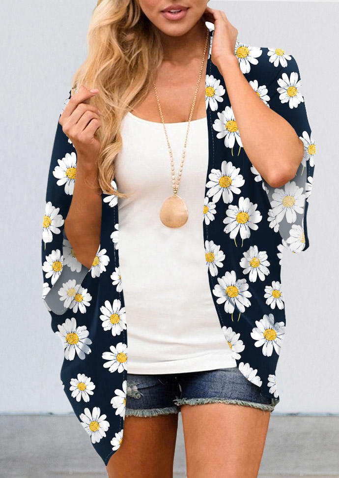 

Daisy Three Quarter Sleeve Cardigan - Navy Blue, 527439