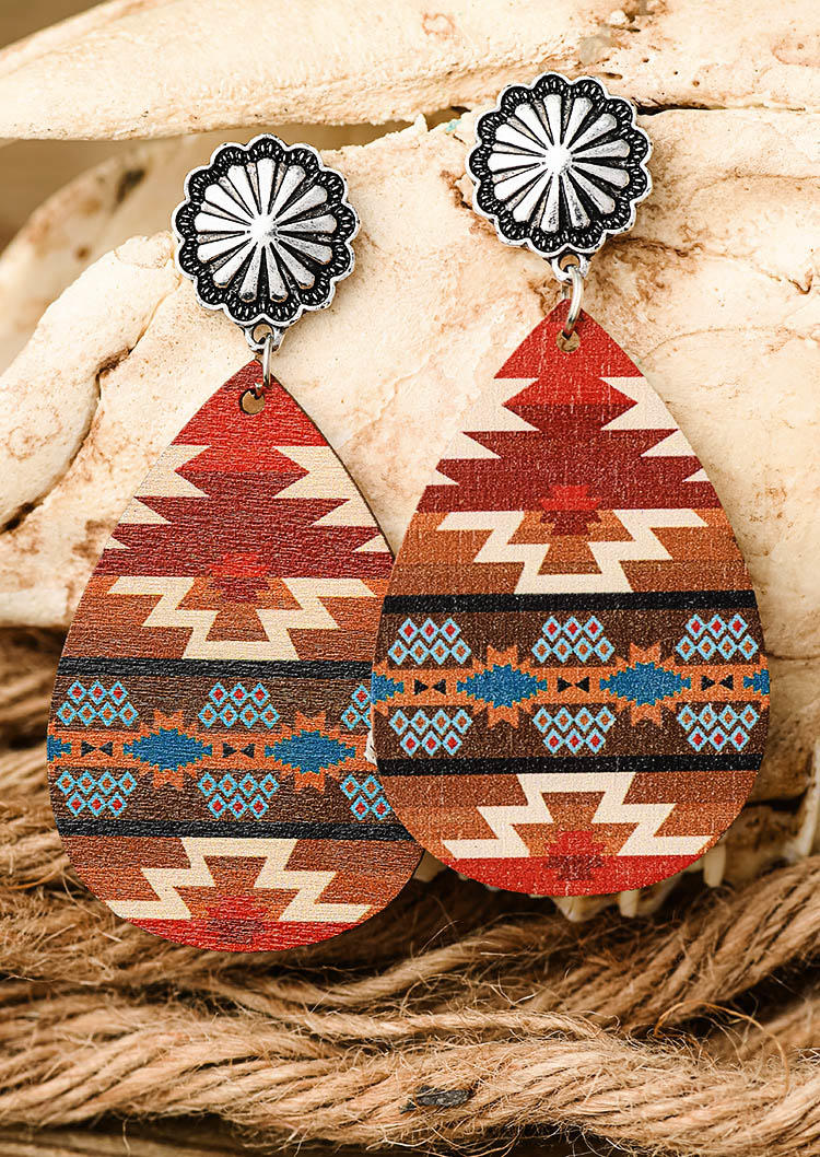 

Aztec Geometric Water Drop Earrings, Multicolor, 530733