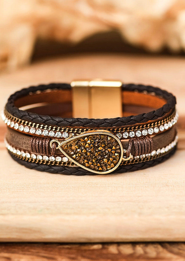 

Multi-Layered Rhinestone Bohemian Bracelet, Dark brown, 530748