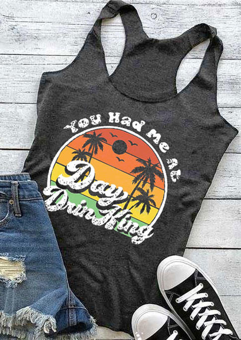 

You Had Me At Day Drinking Racerback Tank - Dark Grey, 530794