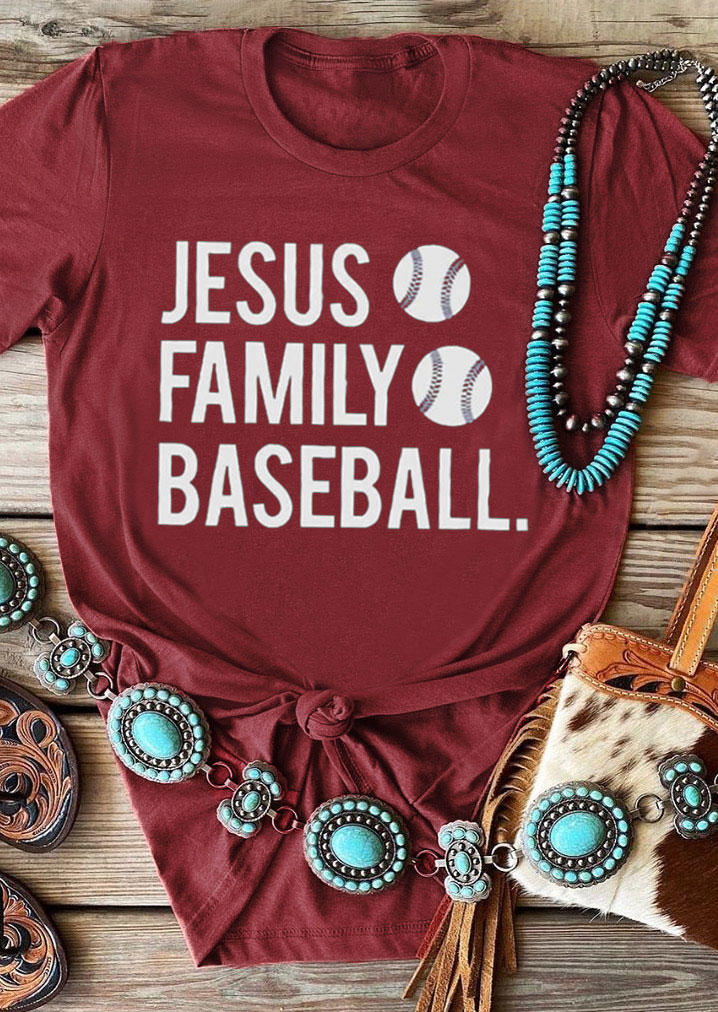

Jesus Family Baseball T-Shirt Tee - Burgundy, 530802