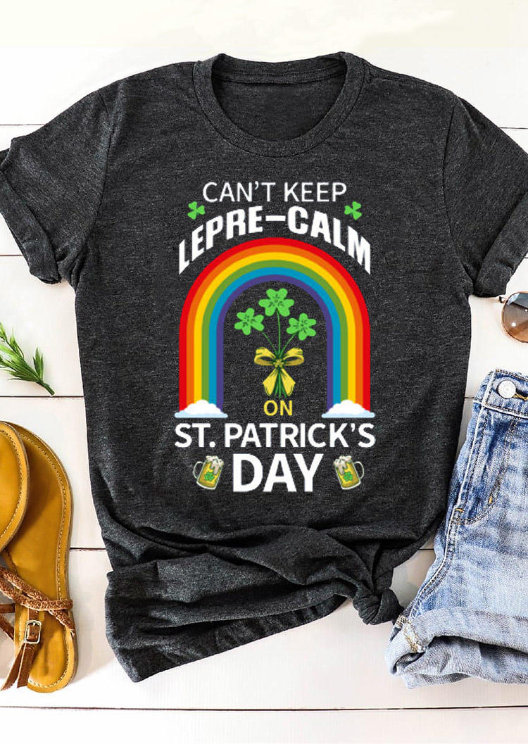 

Can't Keep Lepre-Calm St. Patrick' Day T-Shirt Tee - Dark Grey, 530806