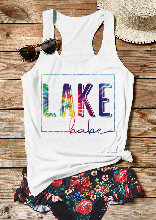 

Tie Dye Lake Babe Racerback Tank - White, 530939