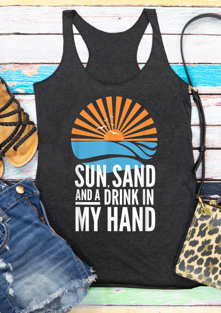 

Sun Sand And A Drink In My Hand Racerback Tank - Dark Grey, 530942