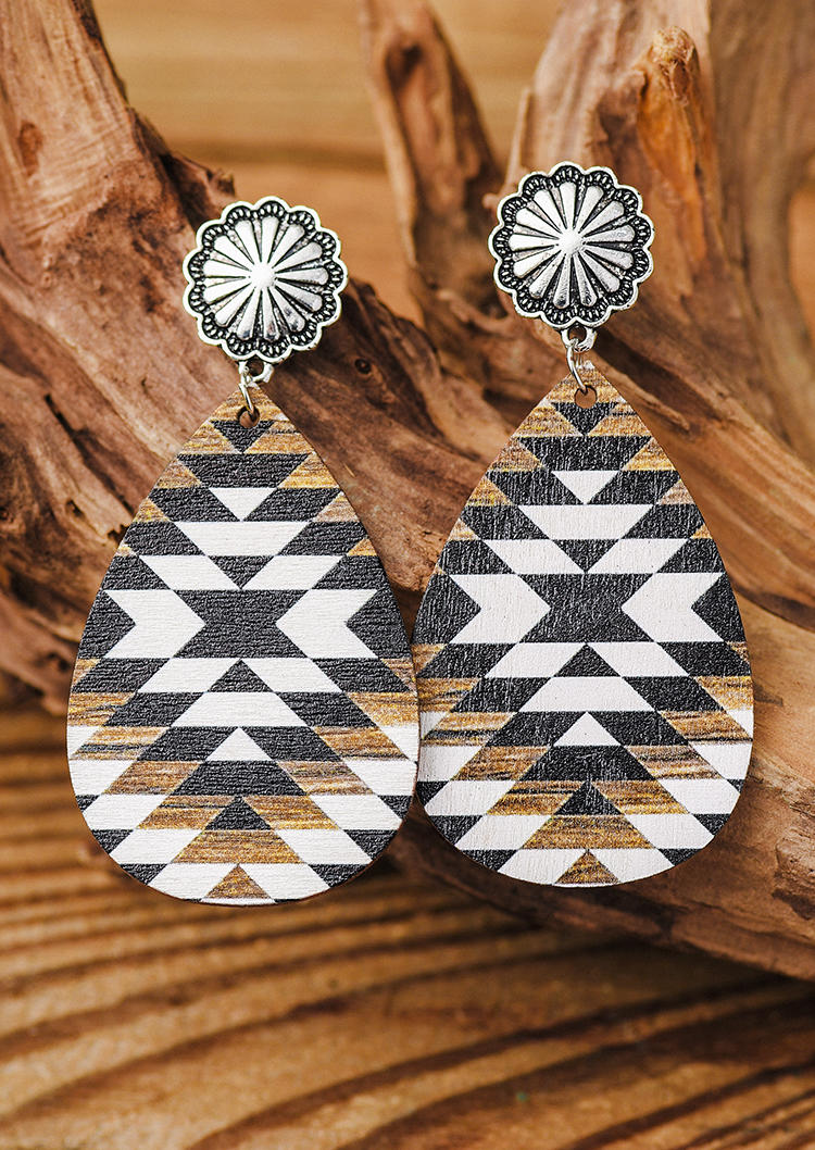 

Aztec Geometric Alloy Earrings, Multicolor, 530690