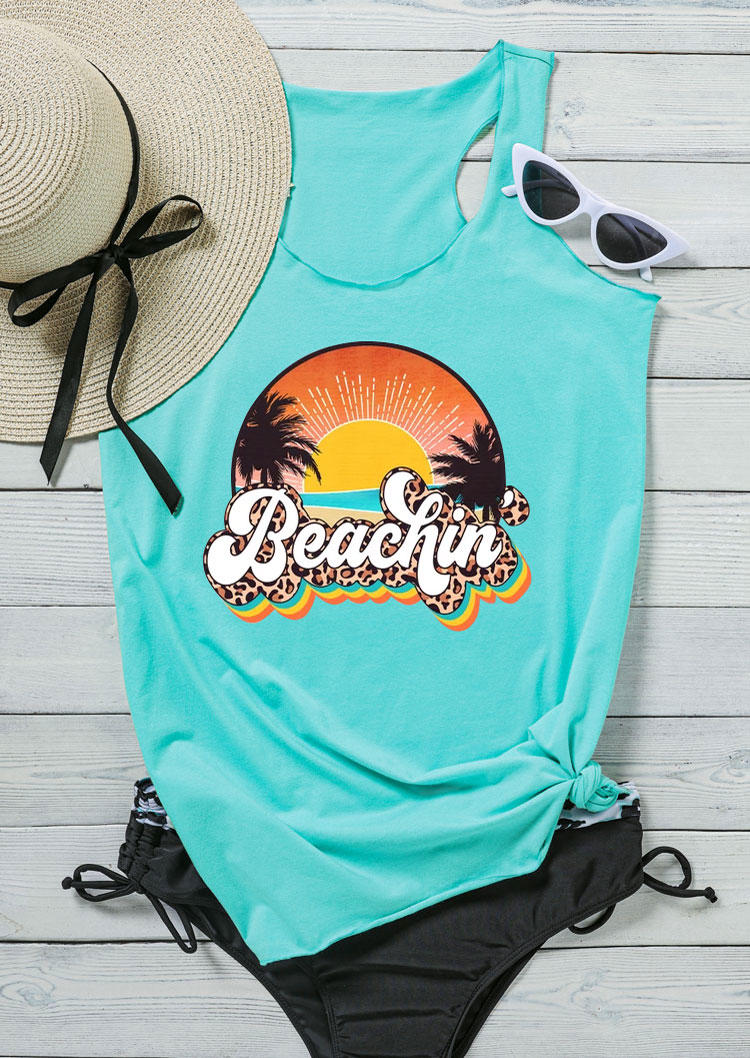 

Beachin' Leopard Sun Racerback Tank - Cyan, 530946
