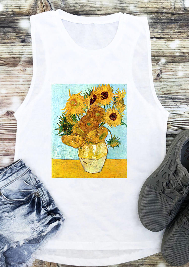 

Sunflower Sleeveless Tank - White, 530948