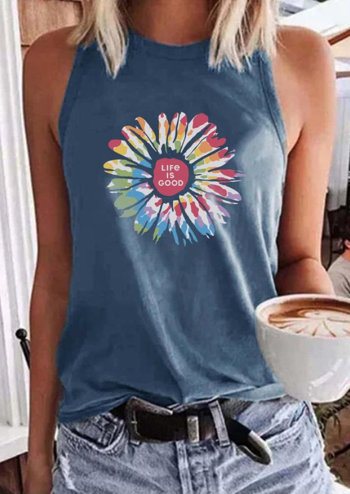 

Life Is Good Floral Tank - Blue, FZ001031