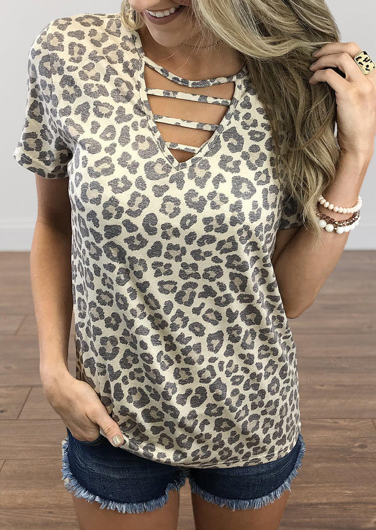 

Leopard Hollow Out Blouse, SCM000656
