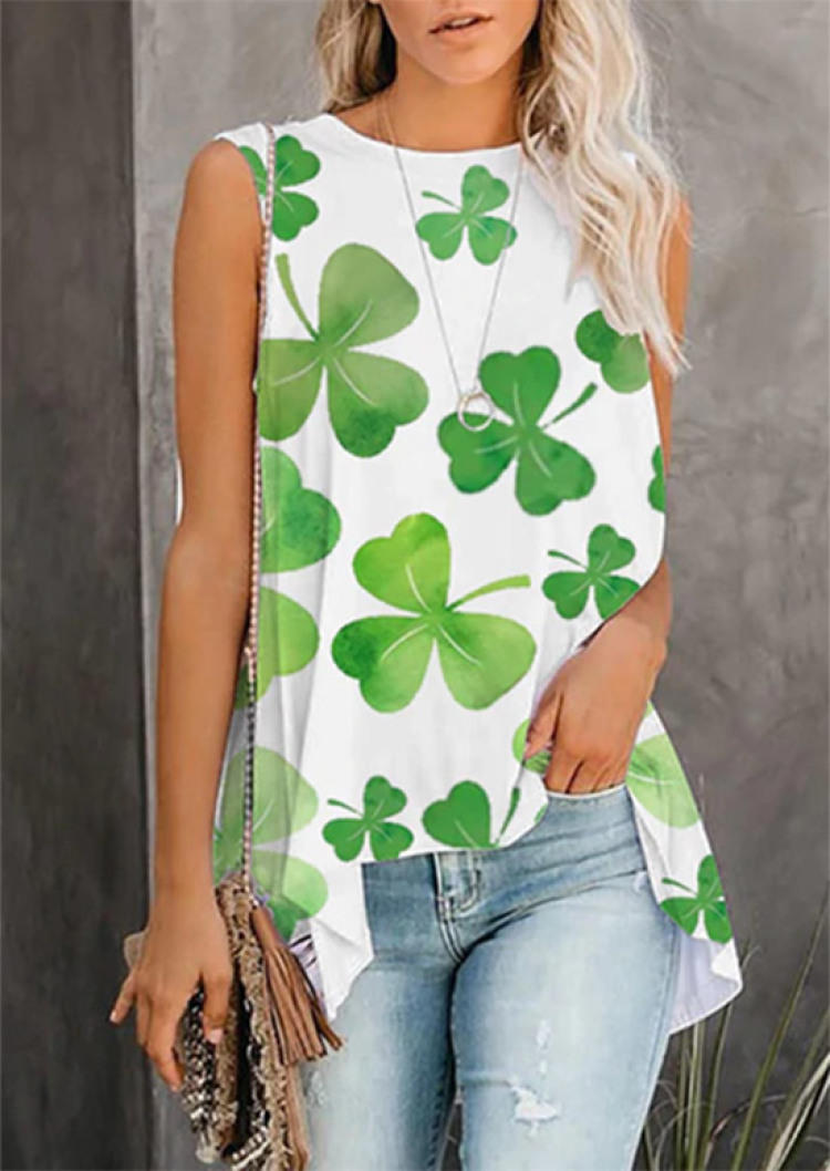 

St. Patrick' Day Shamrock Tank - White, SCM000671