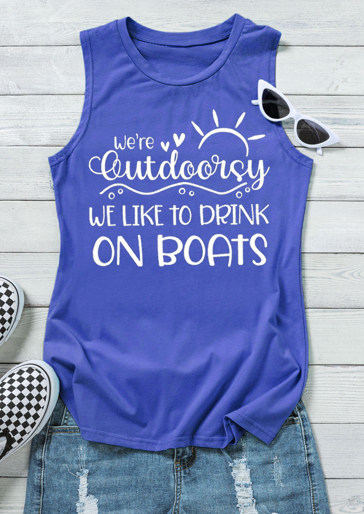 

We're Outdoorsy We Like To Drink On Boats Very Peri Tank - Blue, SCM000646