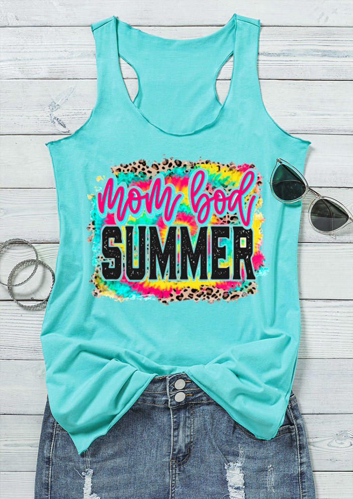 

Mom Bod Summer Leopard Tie Dye Racerback Tank - Cyan, 531186