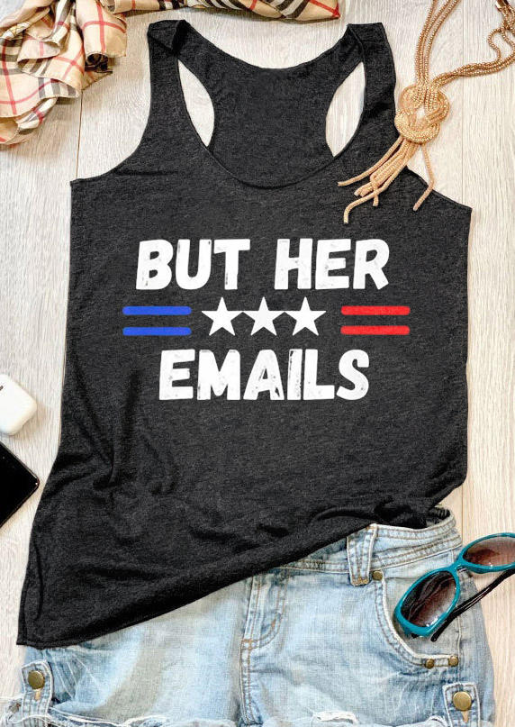 

But Her Emails Star Racerback Tank - Dark Grey, 531189