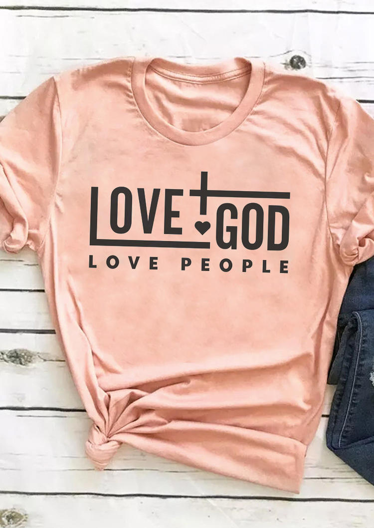 

Love God Love People Cross T-Shirt Tee - Pink, 531193