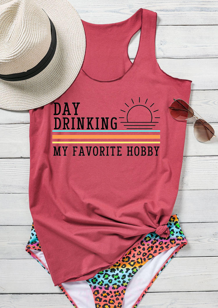 

Day Drinking My Favorite Hobby Racerback Tank - Brick Red, 531201