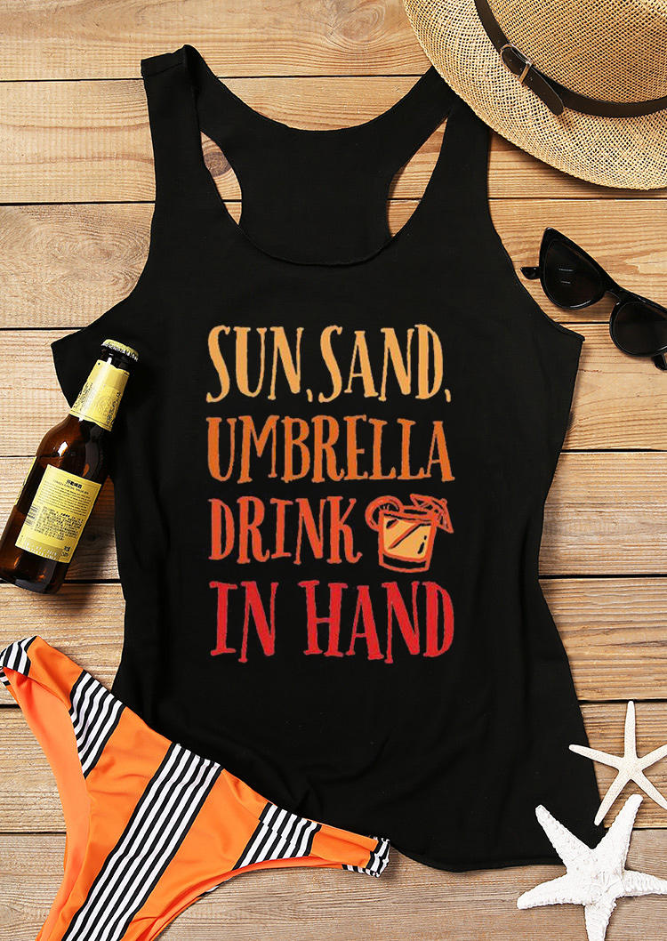 

Sun Sand Umbrella Drink In Hand Racerback Tank - Black, 531206