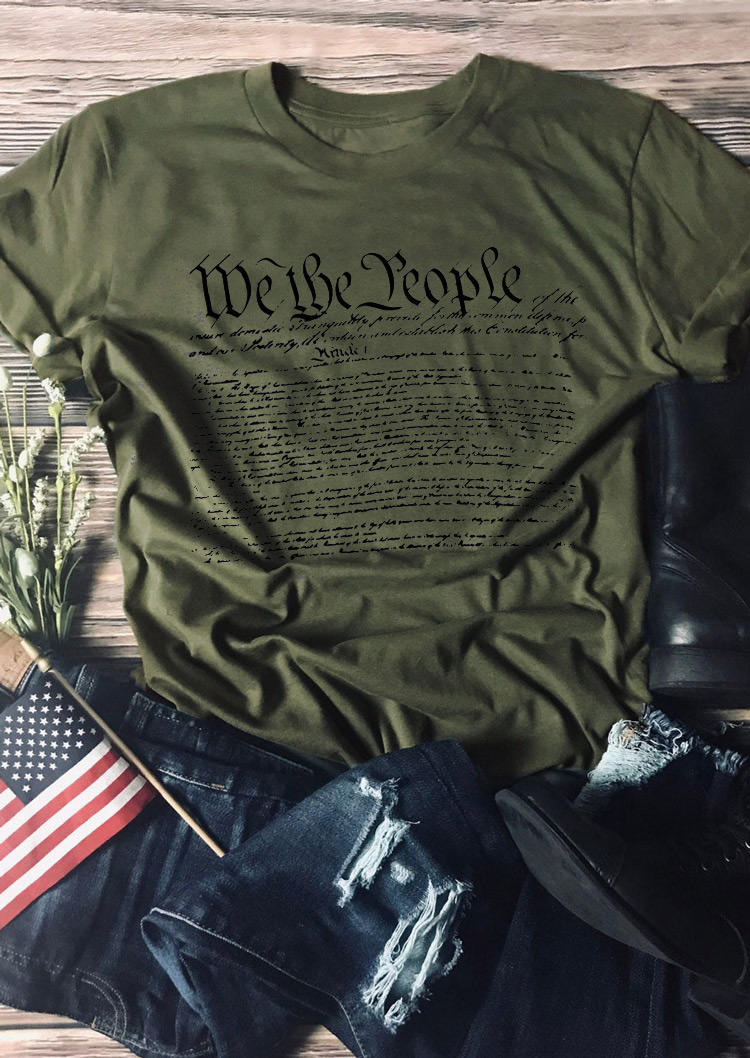 We The People Preamble Of The Constitution T-Shirt Tee - Army Green