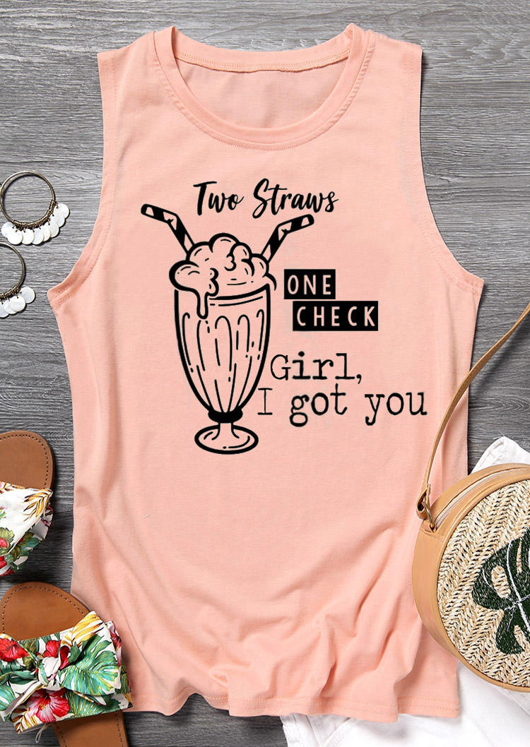 

Two Straws One Check Girl I Got You Tank - Pink, 531249