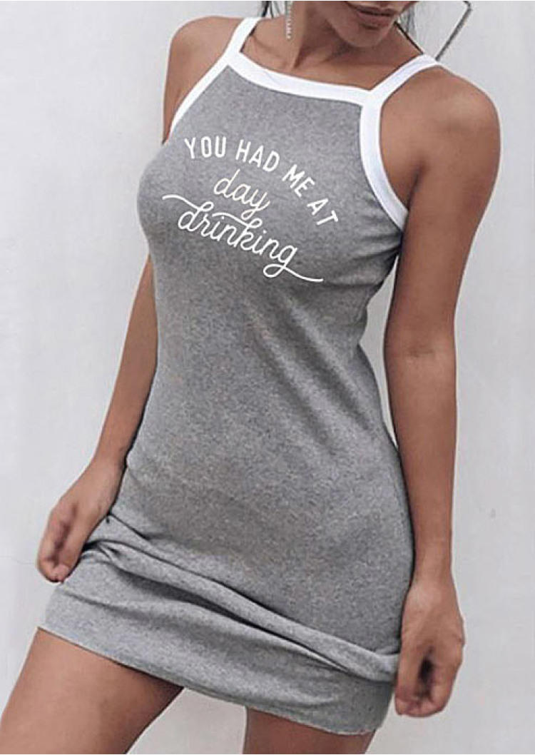 You Had Me At Day Drinking Mini Dress - Gray