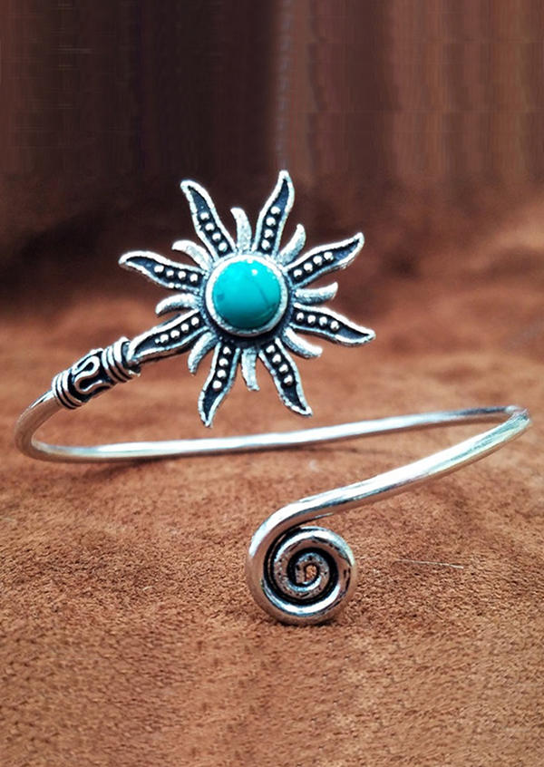 

Turquoise Sunflower Alloy Bracelet, Silver, 531179