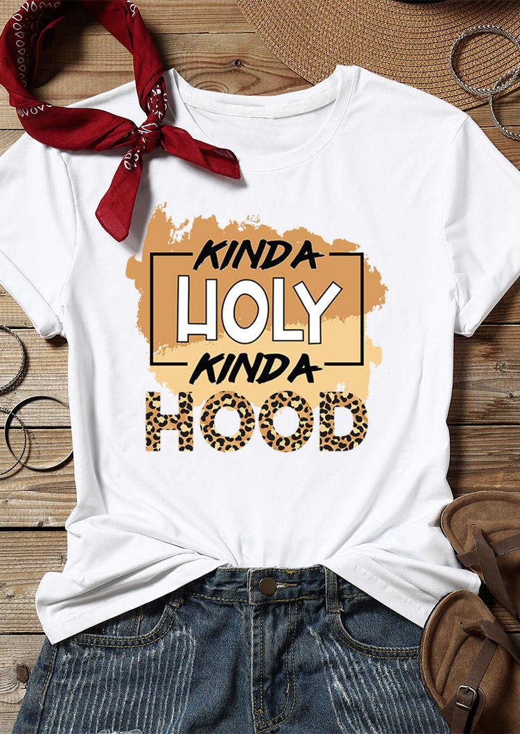 

Leopard Kinda Holy Kinda Hood T-Shirt Tee - White, 531204