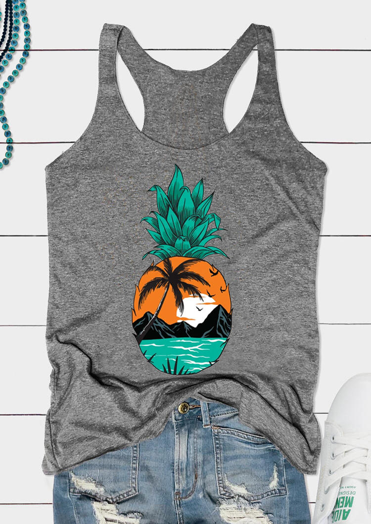 

Pineapple Coconut Tree Racerback Tank - Gray, 531207