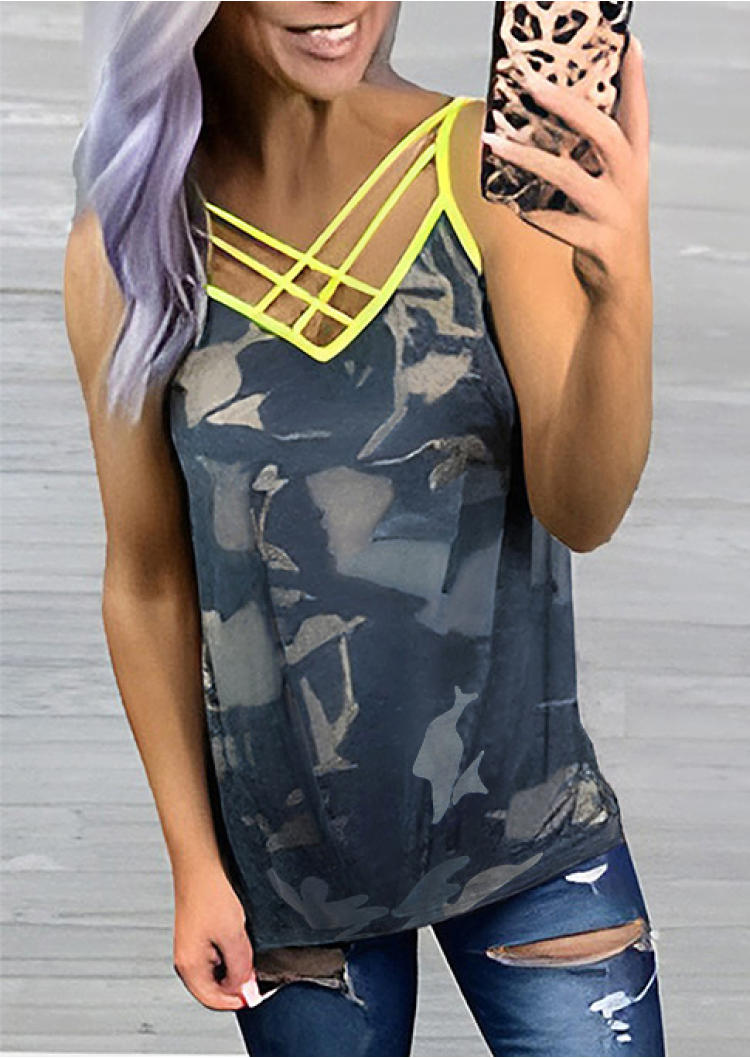 Camouflage Criss-Cross Casual Camisole