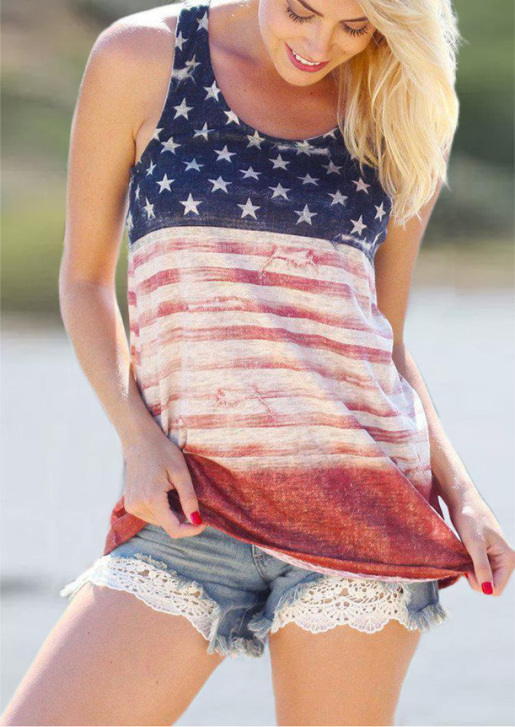 

American Flag Star Racerback Tank, Multicolor, SCM000543