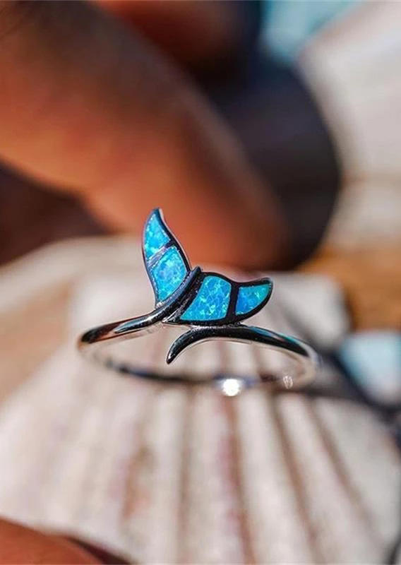 

Fish Tail Alloy Ring - Blue, 531307