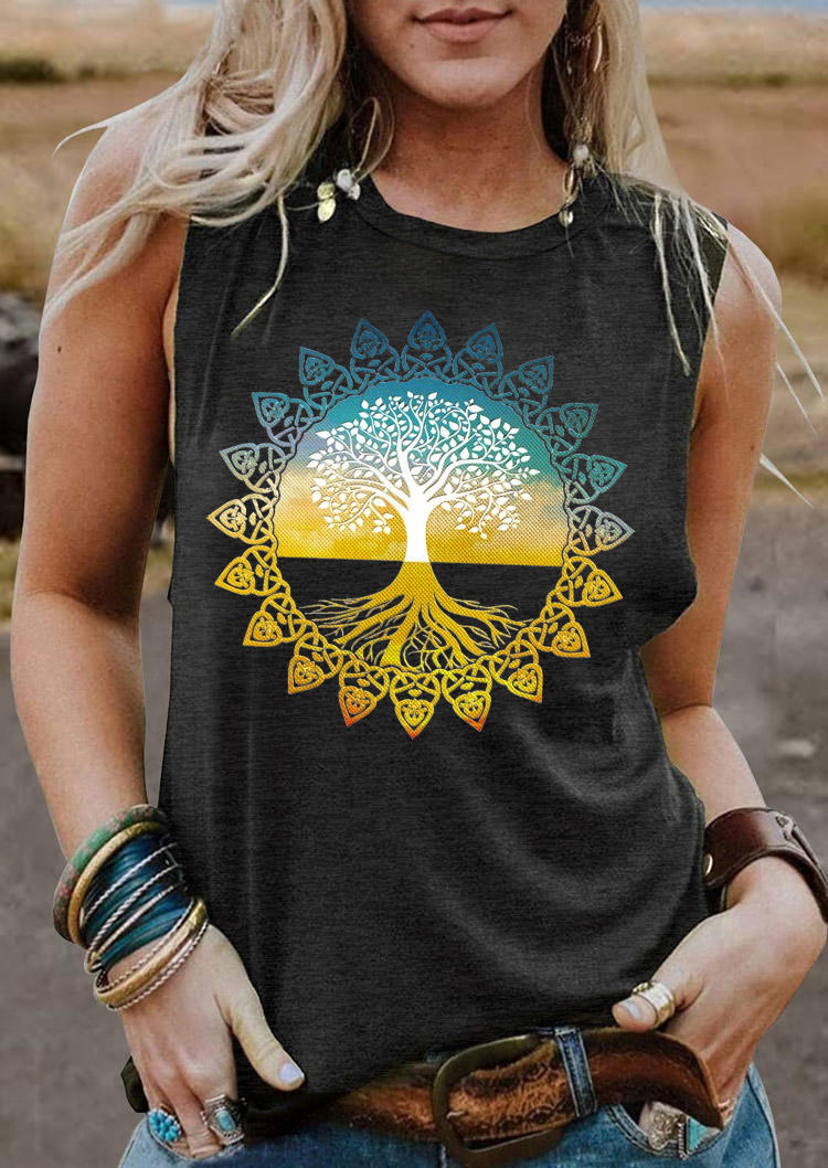 

Tree Of Life Floral Sleeveless Tank - Dark Grey, 531437